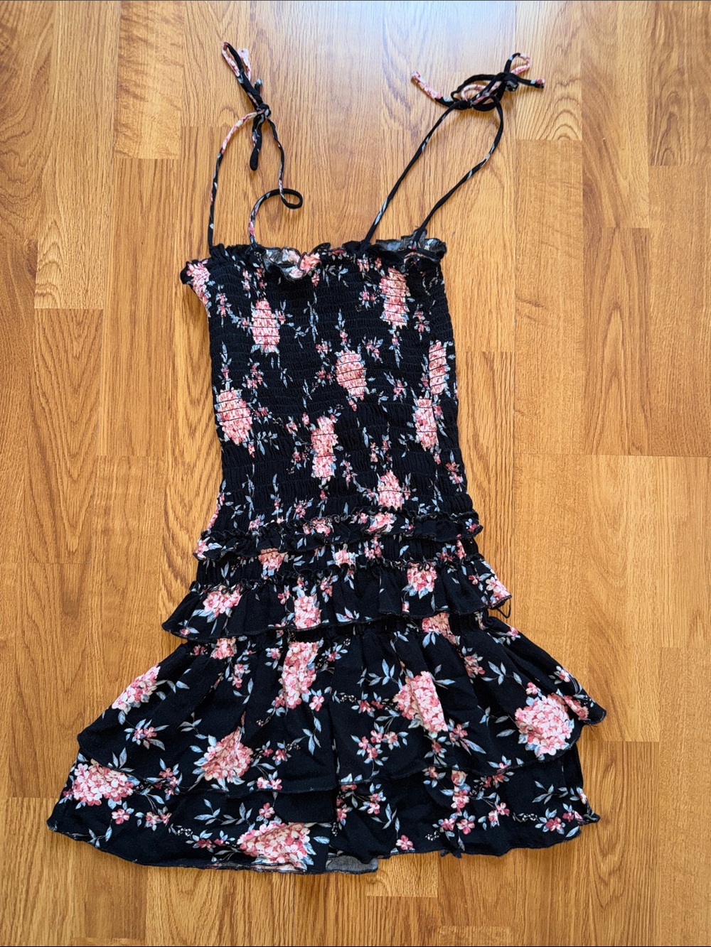 Skylar + Madison Black Mini Dress with Pink Floral Print